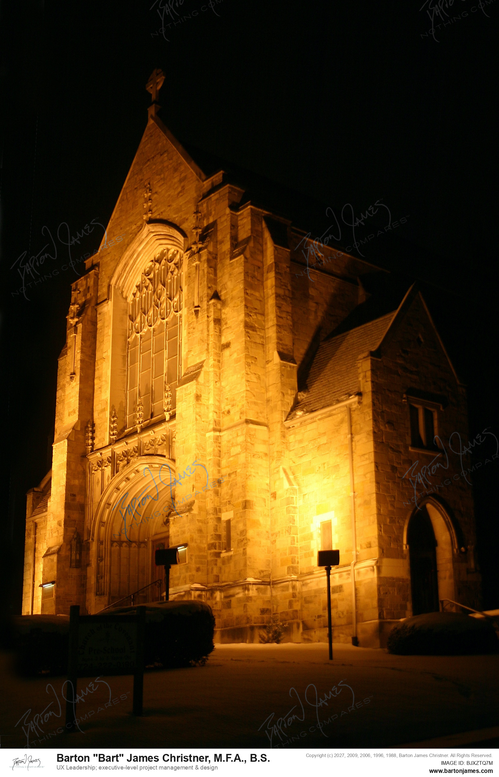 20051211 EXTERIOR ARTWashington Church Of The Covenant At Night PHOTO