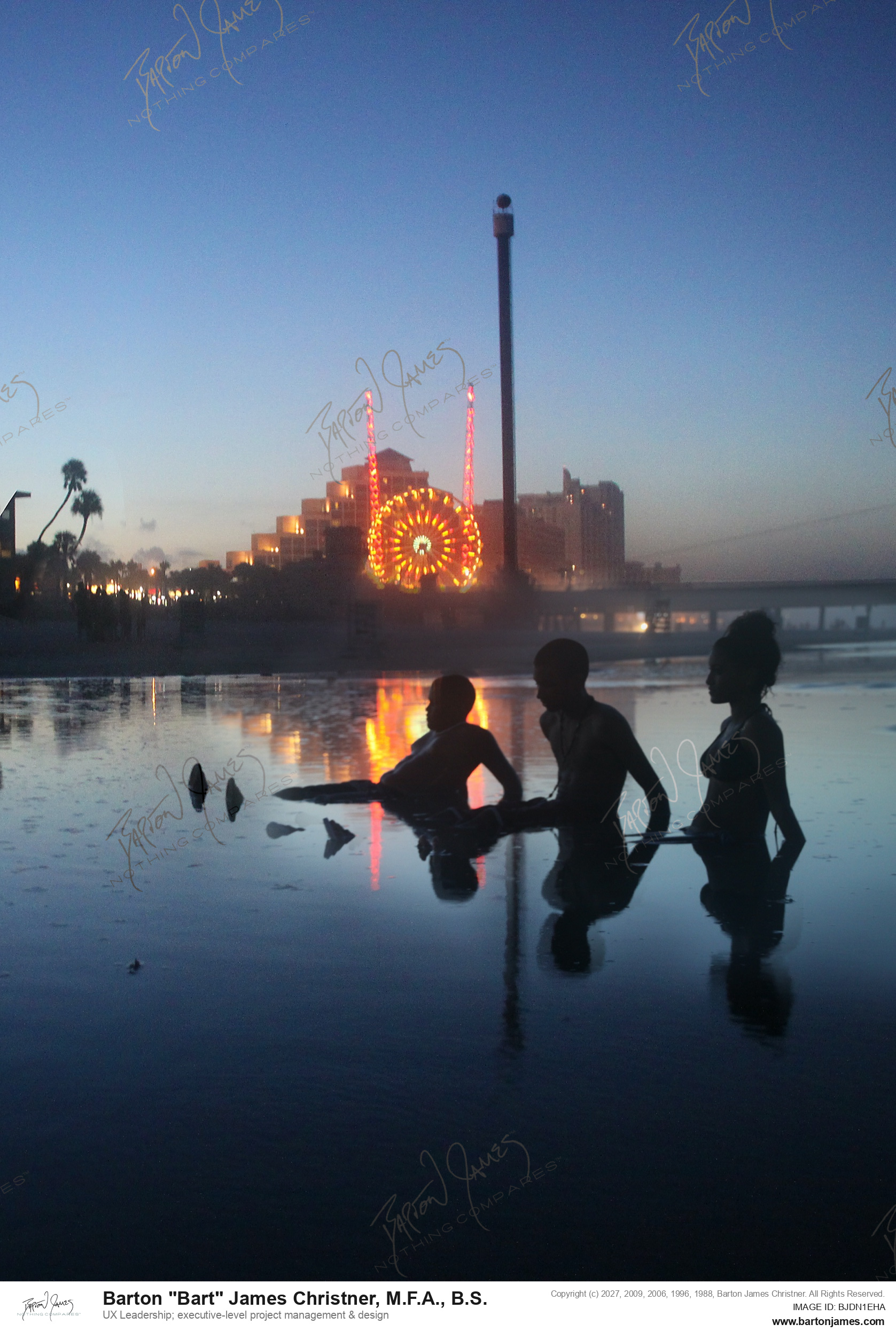20100724 MISC Ocean Deck Beach People Surf Moon Ferris Wheel PHOTO
