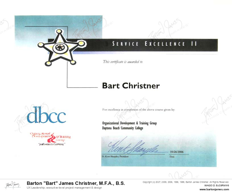 20061023 CERTIFIED Dazzle Em2Service Excellence CERTIFICATE