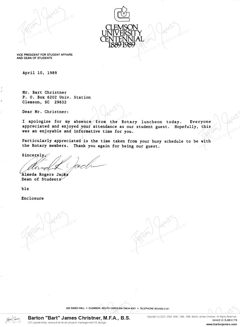 19890410 APPRECIATE Almeda Rogers Jacks LETTER