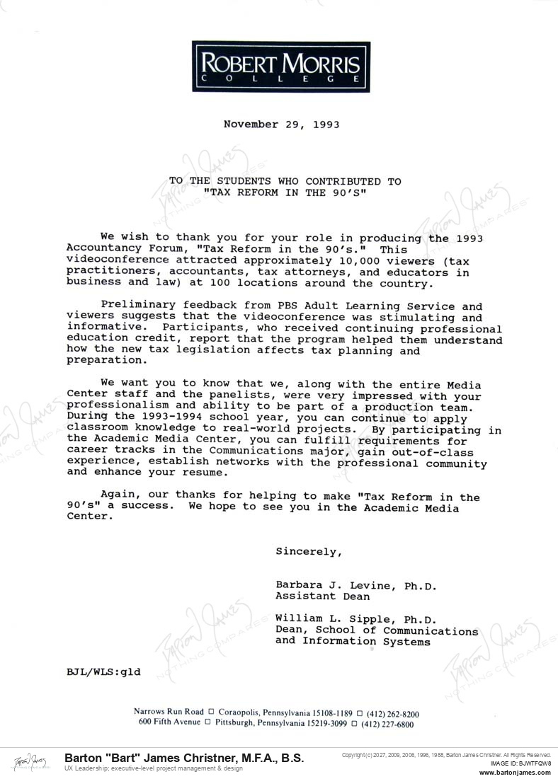 19931129 THANKS William Sipple LETTER