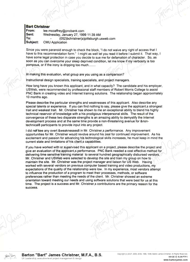 19990127 COMMEND Lee Mc Caffrey EMAIL