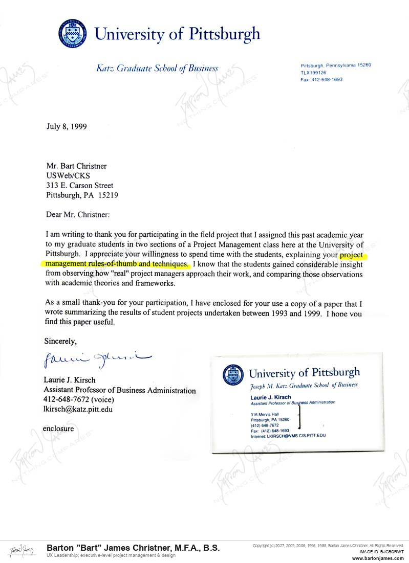 19990708 THANKS Laurie Kirsch LETTER