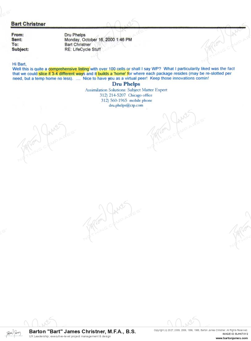 20001016 COMMEND Dru Phelps EMAIL