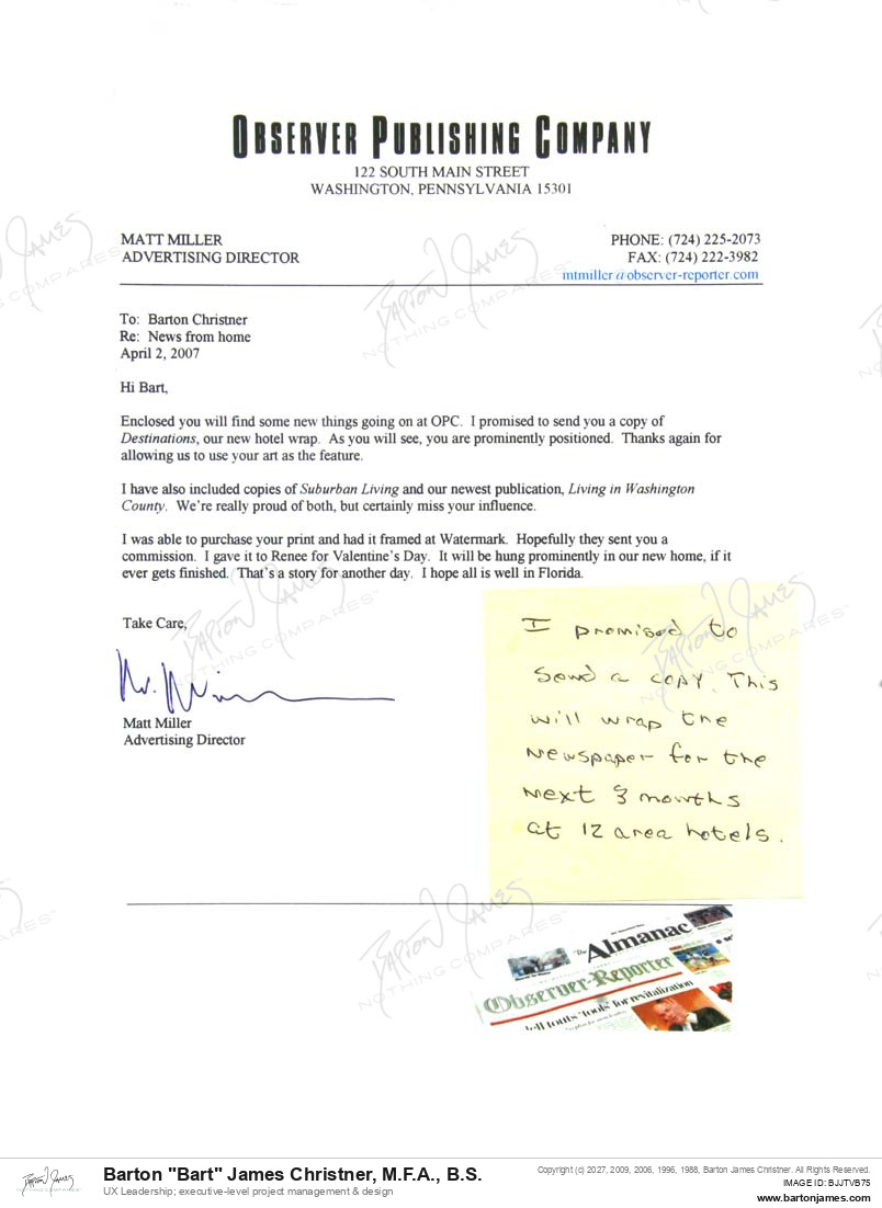 20070402 THANKS Matt Miller LETTER