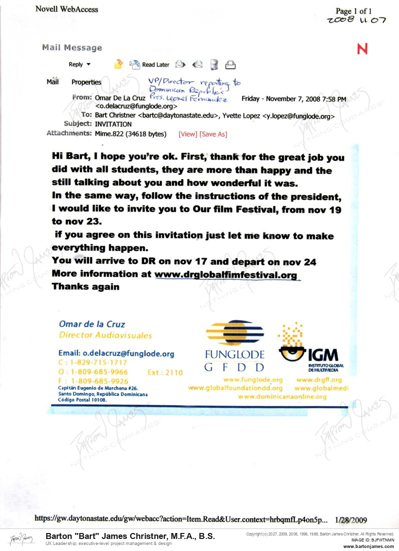 20081107 INVITE Omar De La Cruz LETTER