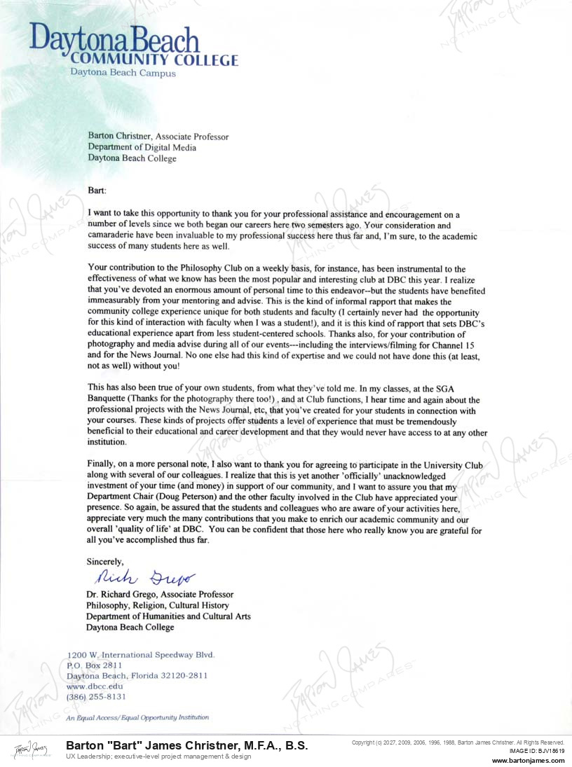 20081113 APPRECIATE Rich Grego LETTER
