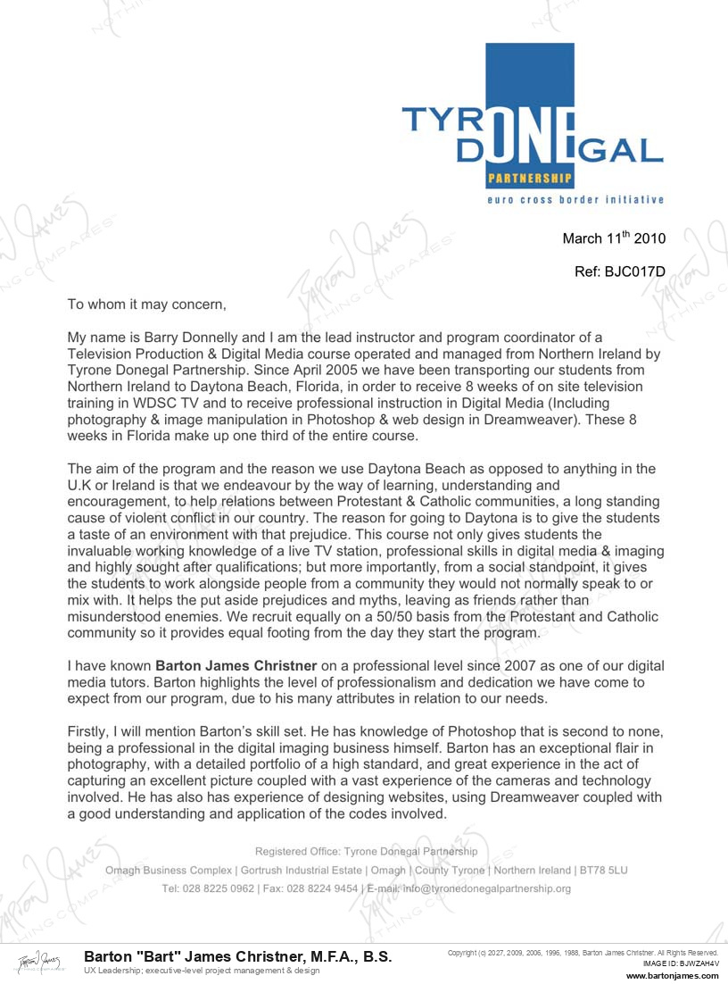 20110311 COMMEND Barry Donnelly LETTER