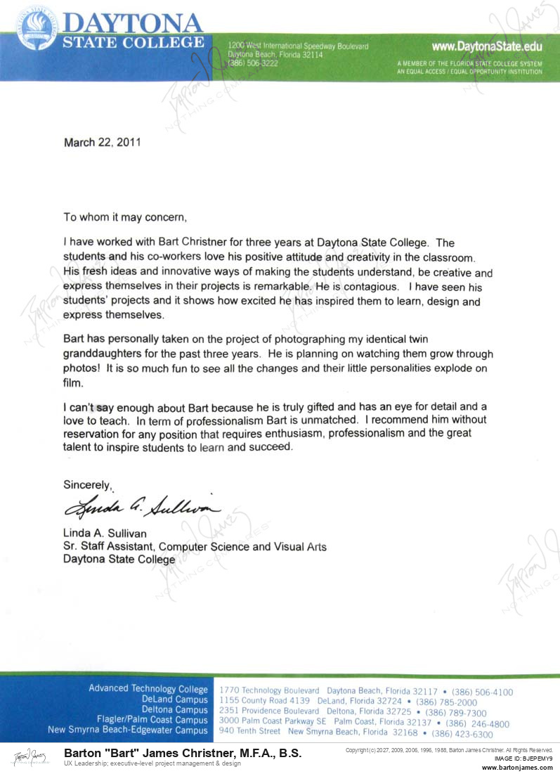 20110322 COMMEND Linda Sullivan LETTER