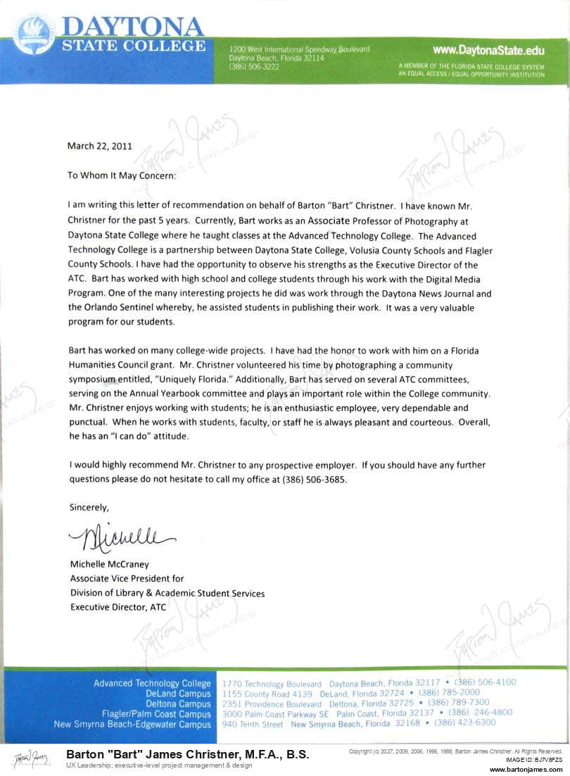 20110322 COMMEND Michelle Mc Craney LETTER