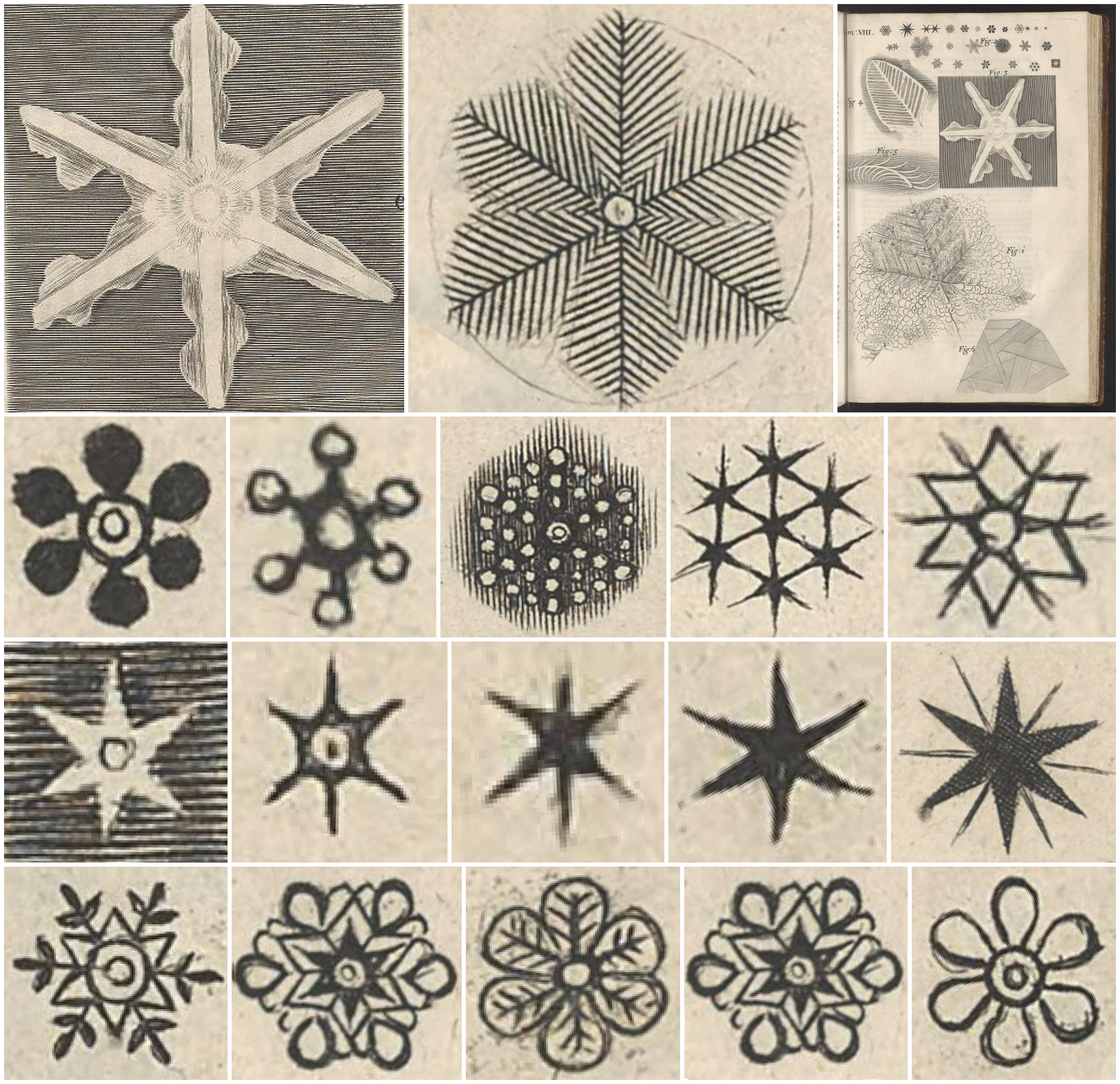 1665 AD ROBERT HOOKE MICROGRAPHIA ON SNOWFLAKES