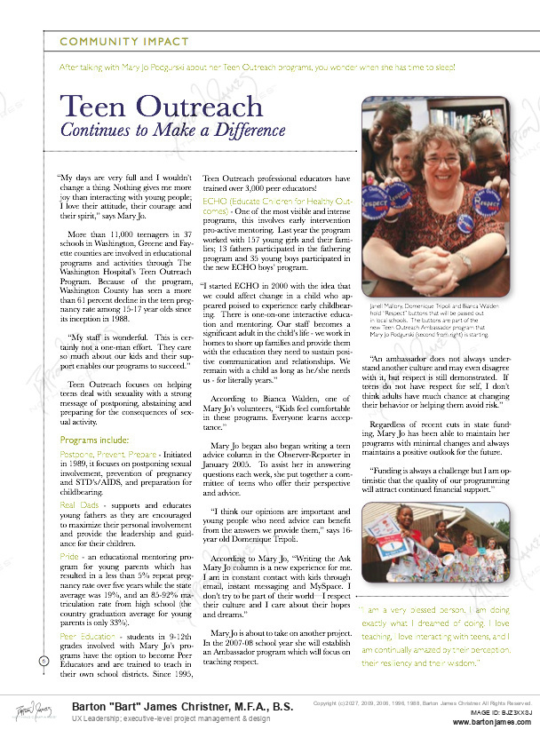 20071214 CHAIDO Teen Outreach ANNUALREPORT