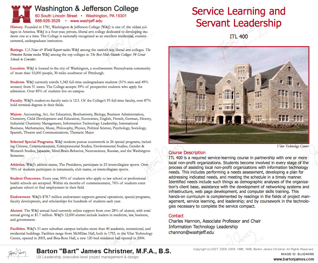 20050127 HANNON Service Learning COLLATERAL