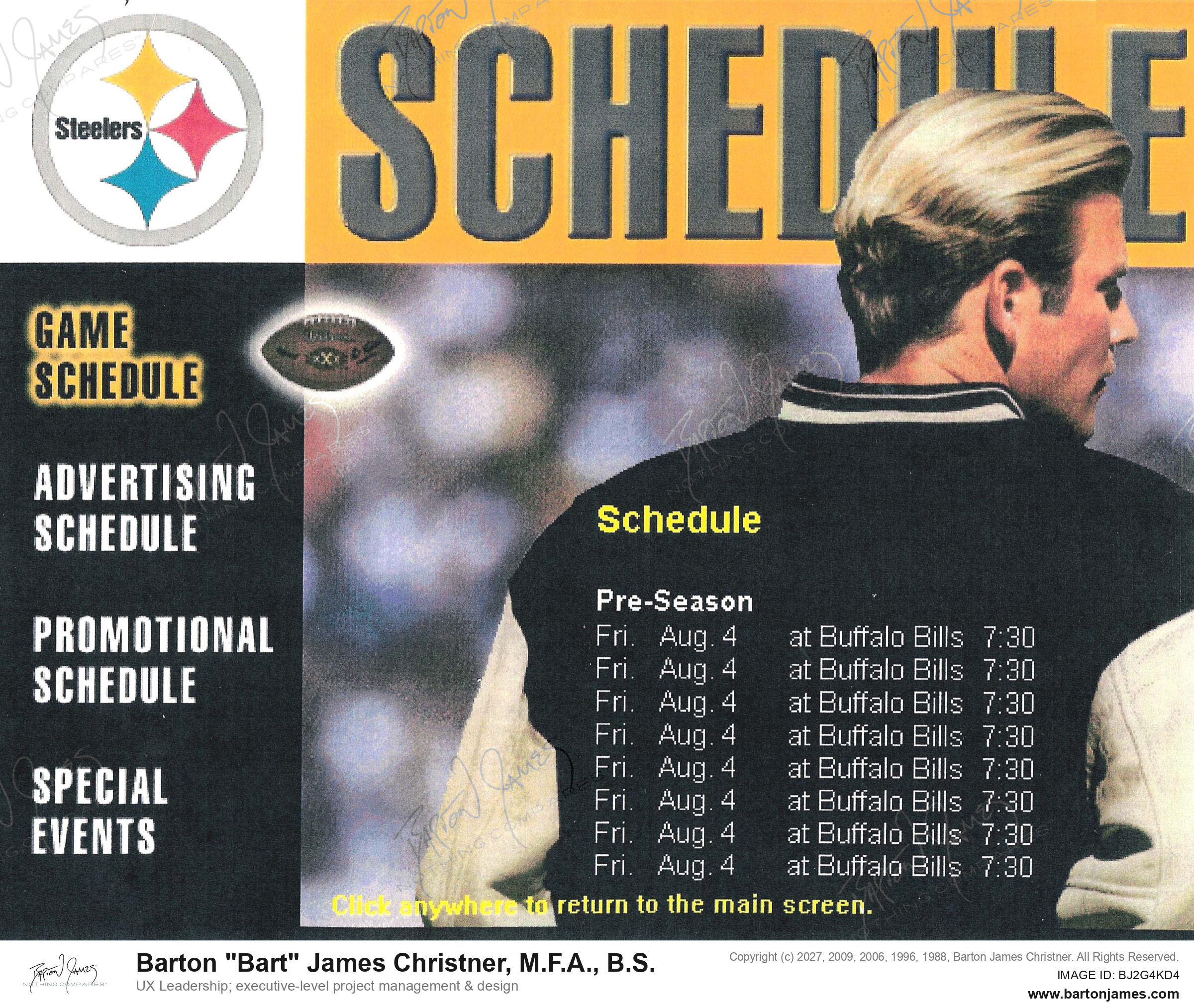 19970103 MORRIS NFLSteelers Schedule INTERFACE