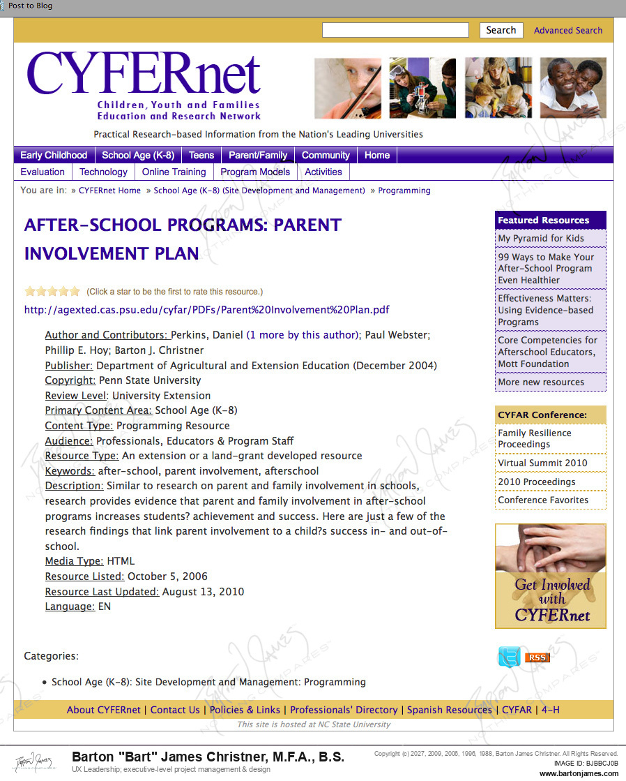 20100813 PERKINS CYFERnet Parent Involvement RESEARCH